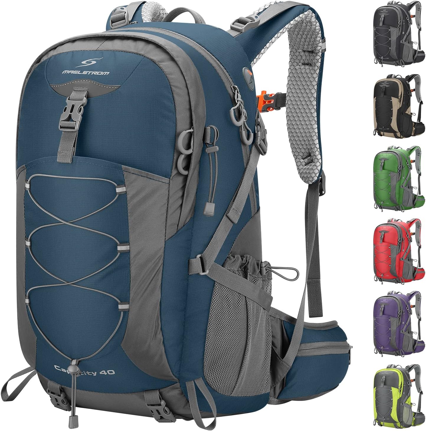 Maelstrom Hiking Backpack, Camping Backpack, 40L Waterproof Backpack with Rain Cover, Lightweight Travel Backpack,